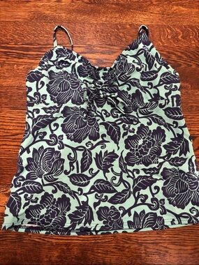 Lands' End Women's Swim Camisole - Blue and Green Floral